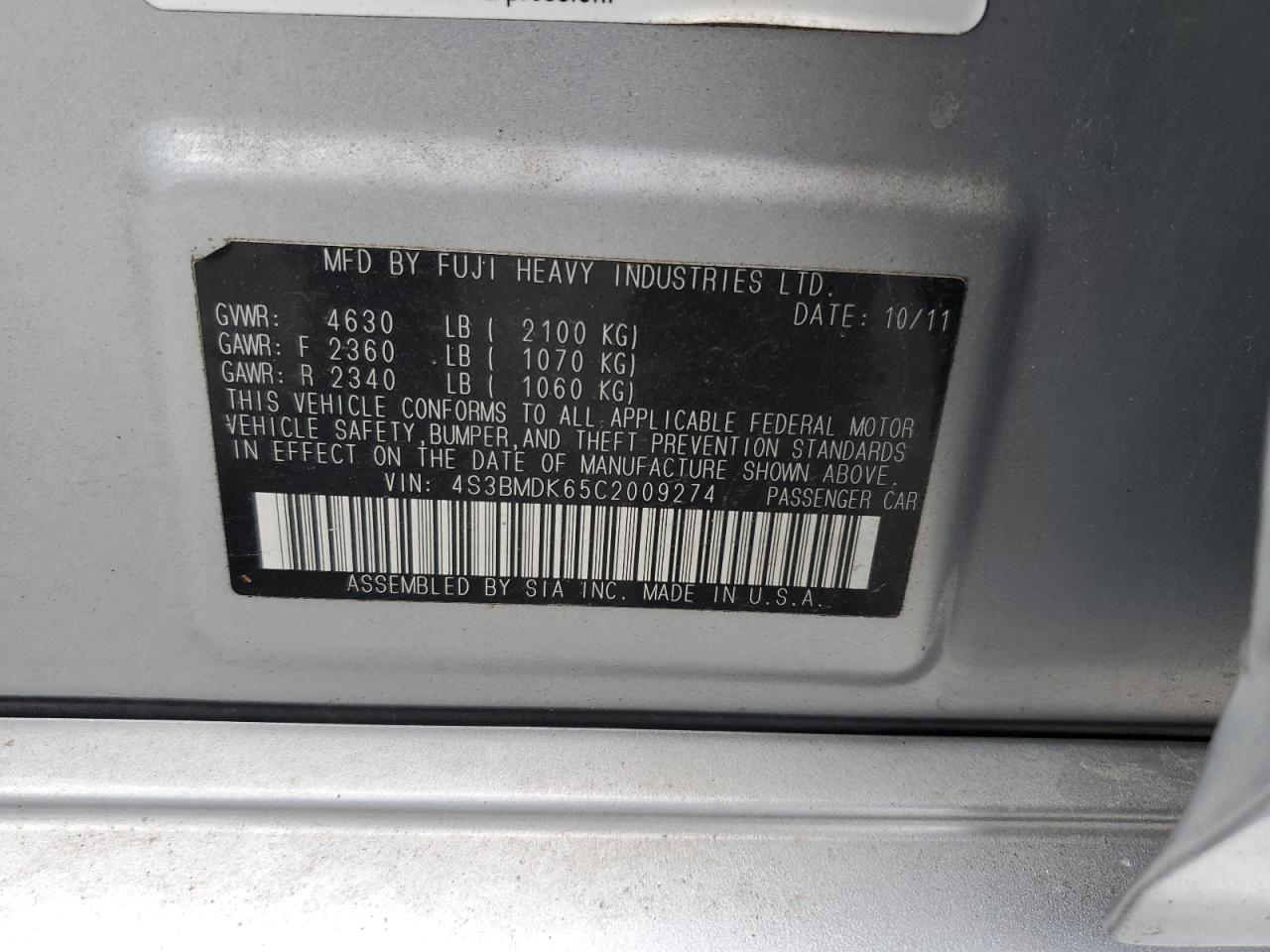 Subaru Legacy 3.6r Limited Image 10